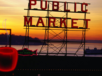 Pike Place Market Sign, Seattle, Washington, USA