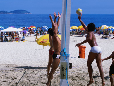Buy Game of Beach Volleyball, Ipanema Beach, Rio De Janeiro, Brazil at AllPosters.com