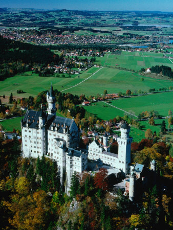 Aerial View of Neuschwanstein Castle, Fussen, Bavaria, Germany