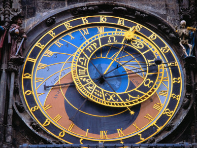 Face of Astronomical Clock in Old Town Square, Prague, Czech Republic