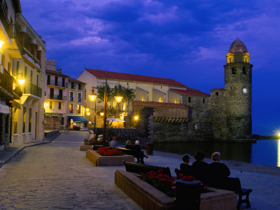 Waterfront Street of Coastal Town, Collioure, Languedoc-Roussillon, France