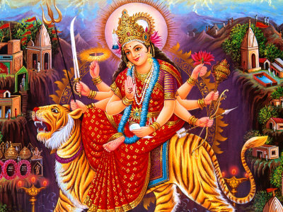 Image of Durga on Her Tiger, India