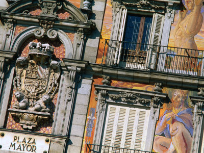 Building Facades in Plaza Mayor, Madrid, Comunidad De Madrid, Spain