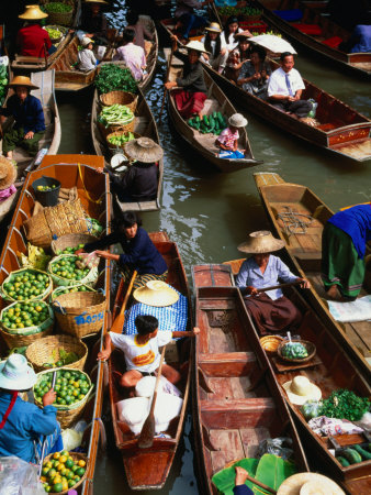 Floating Market, Damnoen Saduak, Bangkok, Thailand Photographic Print