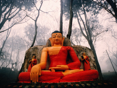 Statue of Buddha on Svayambhu Hill in Kathmandu Valley, Swayambhunath, Bagmati, Nepal