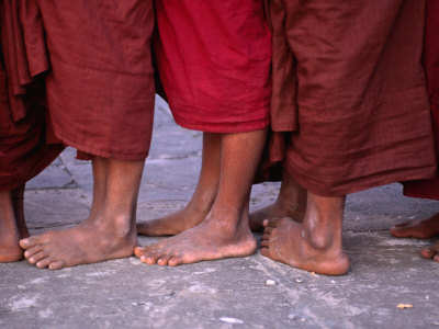 Buy Line-Up of Monk's Bare Feet at Ananda Festival, Bagan, Mandalay, Myanmar (Burma) at AllPosters.com