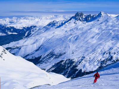 Looking Across Alps Towards Mont Blanc from Meribel Valley in Haute-Savoie, Meribel, France