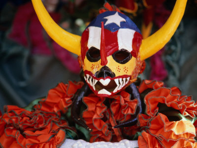 Buy Partygoer Wearing Horned Masks of "Vejigantes" for Carnaval, Ponce, Puerto Rico at AllPosters.com