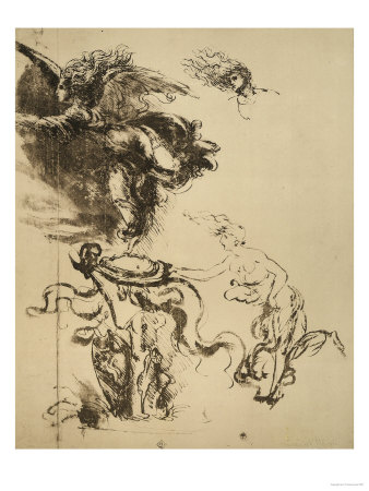 Study of a Female Figure Next to an Altar and a Flying Genius (Allegory of Fortune)