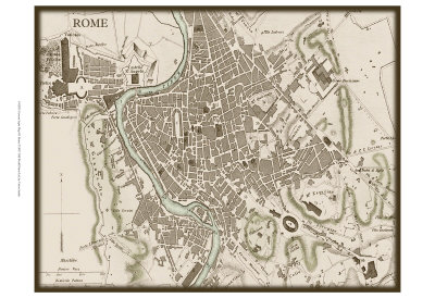Sepia Map of Rome