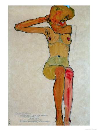 Seated Female Nude with Raised Right Arm, 1910 Giclee Print