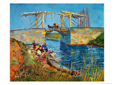The Drawbridge at Arles with a Group of Washerwomen, c.1888 Posters