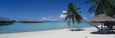 Lounge Chair under a Beach Umbrella, Moana Beach, Bora Bora, French Polynesia