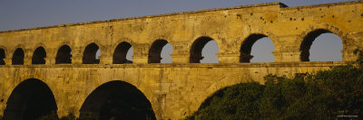 High Section View of an Ancient Aqueduct, Pont du Gard, Nimes, Provence, France