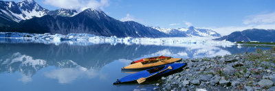 Kayaks by the Side of a River, Alaska, USA