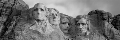 Rock Carvings in Black and White, Mount Rushmore, South Dakota, USA