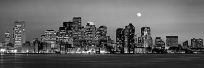 Buy Black and White Skyline at Night, Boston, Massachusetts, USA at AllPosters.com