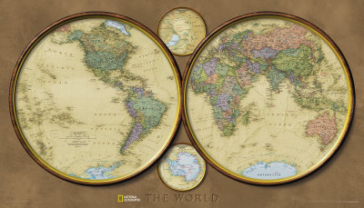 World Map, Hemispheres
