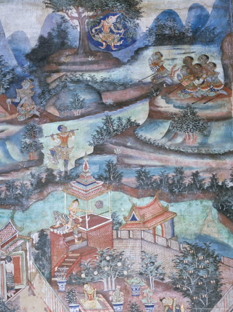 18th Century Murals Inside Lai Kham Viharn, Wat Phra Singh Temple Complex, Chiang Mai, Thailand