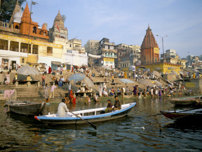Hindu Sacred River Ganges at Dasasvamedha Ghat, Varanasi, Uttar Pradesh State, India
