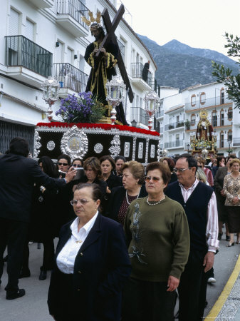 Crowd in the Good Friday Procession, Followed by the Virgin Mary in Mourning, Malaga