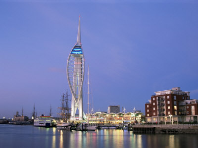 Spinnaker Tower at Twilight, Gunwharf Quays, Portsmouth, Hampshire, England, United Kingdom