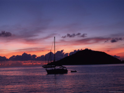 Sunset, Ile Therese (Therese Island), Northwest Coast, Island of Mahe, Seychelles