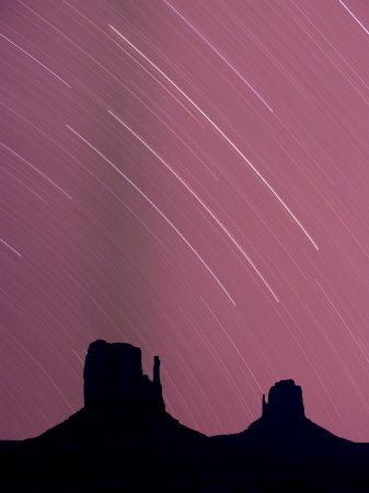 Long Exposure of Star Trails in Night Sky, Arizona Utah Border, USA