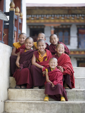 Group of Young Buddhist Monks, Karchu Dratsang Monastery, Jankar, Bumthang, Bhutan