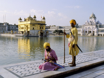 Sikhs in Front of the Sikhs' Golden Temple, Amritsar, Pubjab State, India