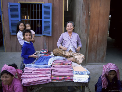 Traditional Scarves for Sale, Cambodia, Indochina, Southeast Asia