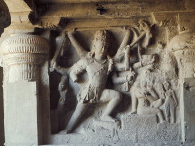 Shiva, Destroyer of the Elephants, Kailasa, Ellora, Maharashtra State, India