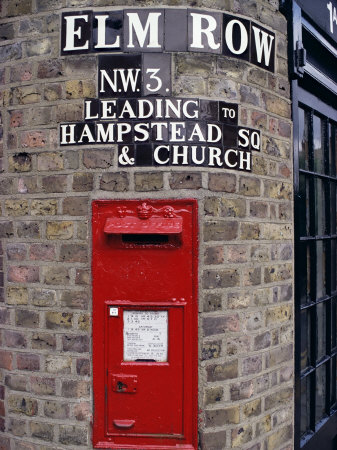 Tiled Street Name and Postbox, Hampstead, London, England, United Kingdom