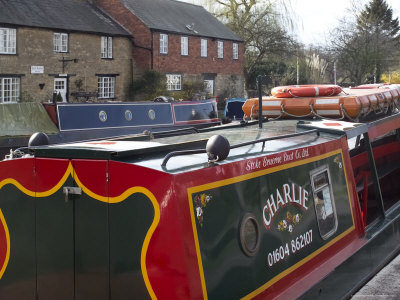 Canal and Village Stoke Bruerne, Grand Union Canal, Northamptonshire, England