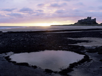 Bamburgh Castle at Sunrise, Bamburgh, Northumberland, England, United Kingdom