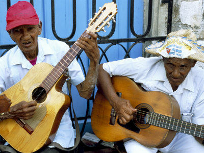 Musicians Playing Guitars, Havana Viejo, Havana, Cuba, West Indies, Central America