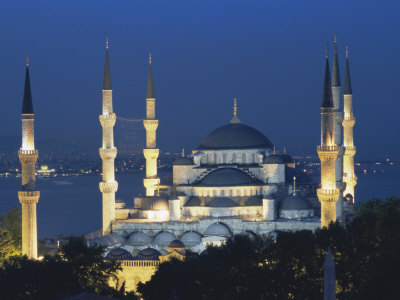 Buy Blue Mosque (Sultan Ahmet Mosque) at Night, Istanbul, Turkey at AllPosters.com
