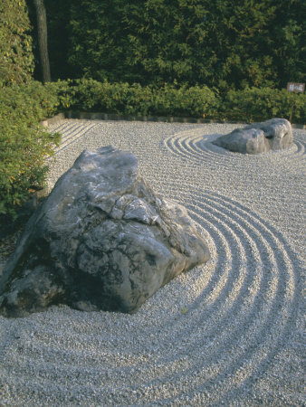 Raked Stone Garden, Taizo-In Temple, Kyoto, Honshu, Japan