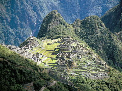 Looking Down onto the Inca City from the Inca Trail, Machu Picchu, Unesco World Heritage Site, Peru Poster