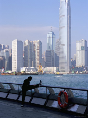 Morning Exercise, Victoria Harbour and Two Ifc Tower, Hong Kong, China