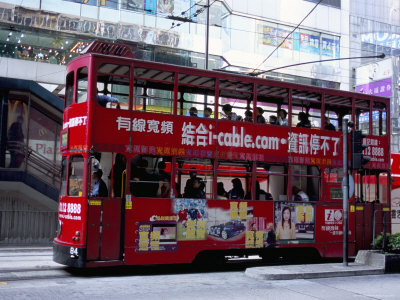 Red Tram, Des Voeux Road, Central, Hong Kong Island, Hong Kong, China