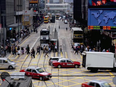 Busy Street, Des Voeux Road, Central, Hong Kong Island, Hong Kong, China