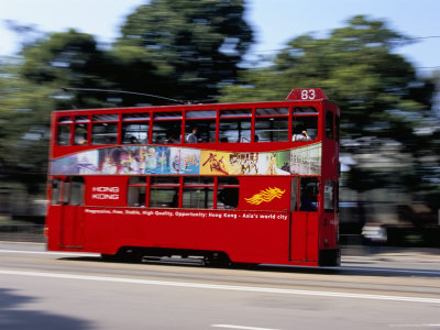 Red Tram, Causeway Bay, Hong Kong Island, Hong Kong, China