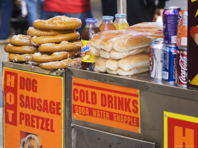 Hot Dog and Pretzel Stand, Manhattan, New York City, New York, USA