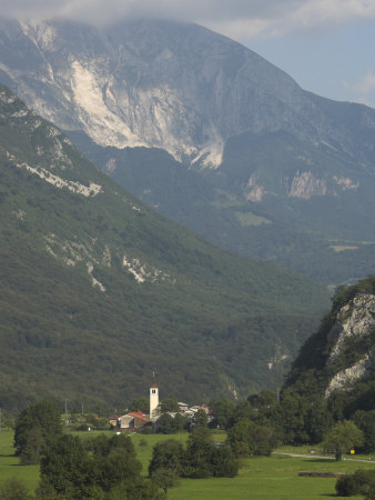 Village of Trnovo Ob Soci in Soca Valley, Triglav National Park, Julian Alps, Slovenia