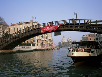 Accademia Bridge and Vaporetti, Grand Canal, Venice, Veneto, Italy
