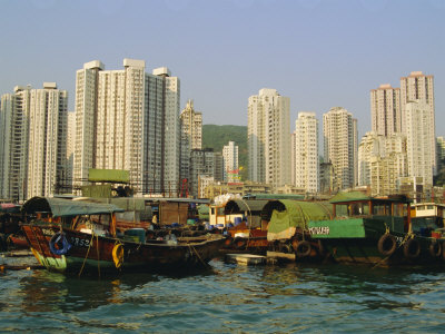 The Floating City of Boat Homes (Sampans), Aberdeen Harbour, Hong Kong Island, Hong Kong, China
