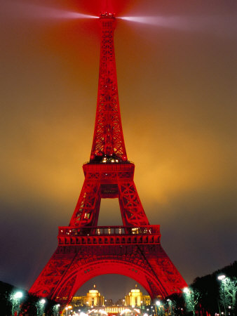 Eiffel Tower Decorated for Chinese New Year, Paris, France