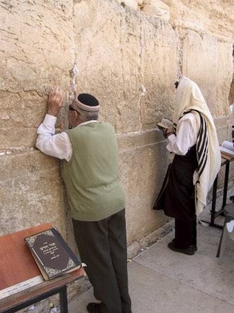 Praying at the Western (Wailing) Wall, Old Walled City, Jerusalem, Israel, Middle East