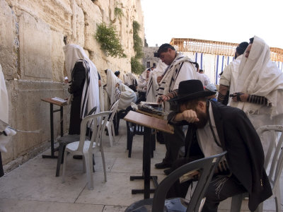 Praying at the Western (Wailing) Wall, Old Walled City, Jerusalem, Israel, Middle East
